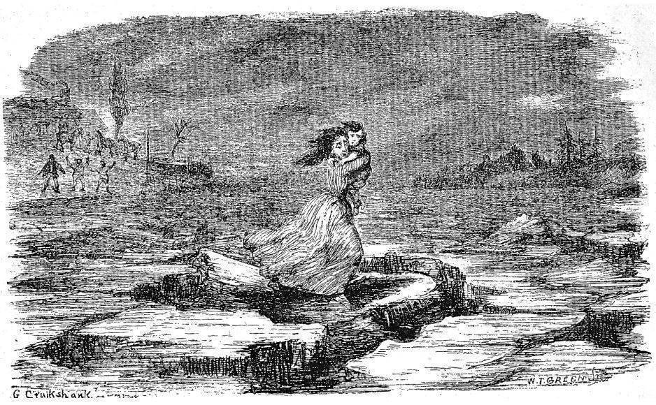Eliza crosses the ice George Cruikshank 1852
